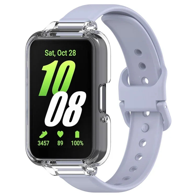 Conjunto de Capa de Relógio em PC com Cobertura Parcial + Correia de Relógio em Silicone, Para Samsung Galaxy Fit 3