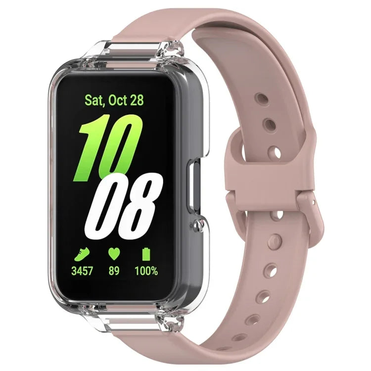 Conjunto de Capa de Relógio em PC com Cobertura Parcial + Correia de Relógio em Silicone, Para Samsung Galaxy Fit 3