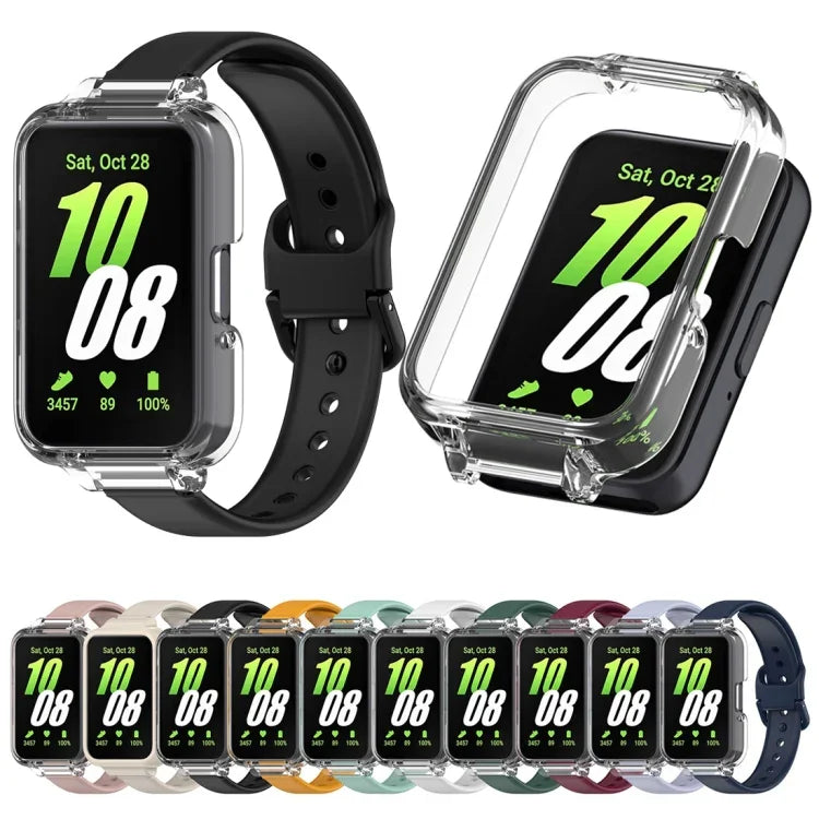 Conjunto de Capa de Relógio em PC com Cobertura Parcial + Correia de Relógio em Silicone, Para Samsung Galaxy Fit 3
