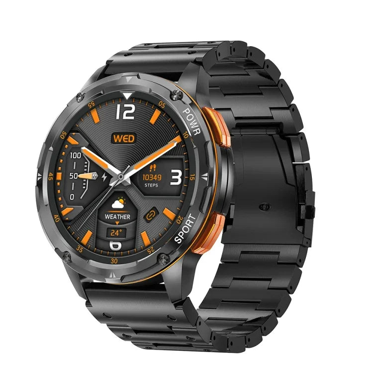 AK59 Relógio Inteligente com Ecrã Redondo AMOLED 1.43 polegadas, Correia de Aço