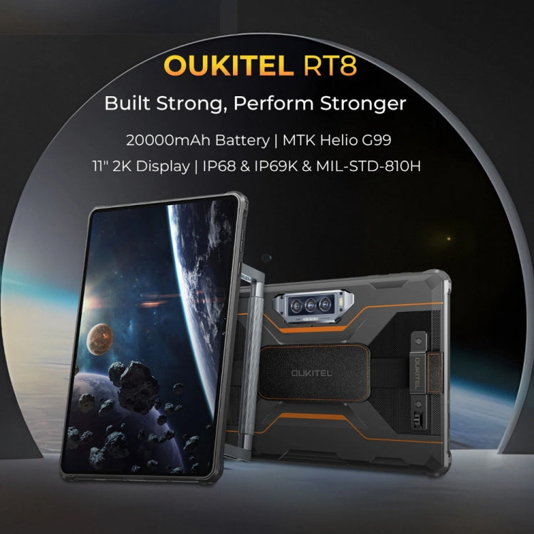Tablet robusto OUKITEL RT8 4G rede IP68/IP69K, 11 polegadas Android 13 MediaTek Helio G99 Quad Core, suporte Dual SIM, ficha EU, RT8 6GB+256GB