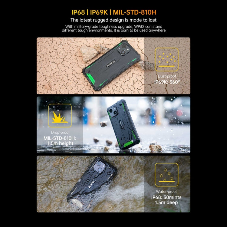 Oukitel WP32, IP68/IP69K, 5,93 polegadas Android 13 Unisoc Tiger T606 Octa-core, NFC, OTG, Rede: 4G, 4GB+128GB