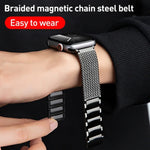Magnetic Clasp Braided Chain Stainless Steel Watch Band, For Apple Watch 42mm, For Apple Watch 38mm
