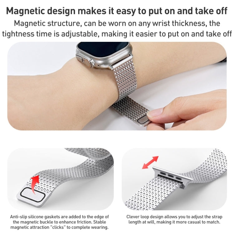 Pulseira de relógio Milanese Loop em aço inoxidável com fecho magnético, para Apple Watch SE 40mm, para Apple Watch SE 44mm, para Apple Watch Series 6 40mm, para Apple Watch Series 6 44mm, para Apple Watch Series 5 44mm, para Apple Watch Series 5 40mm