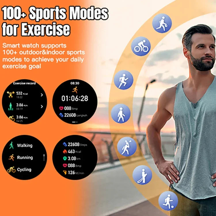 LEMFO LF35 Relógio Inteligente com Ecrã Redondo AMOLED 1.43 polegadas, Correia de Aço, Suporta Detecção de Oxigénio no Sangue