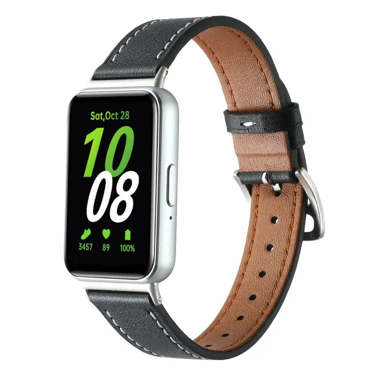 Correia de Relógio em Pele Genuína com Linha de Costura, Para Samsung Galaxy Fit 3