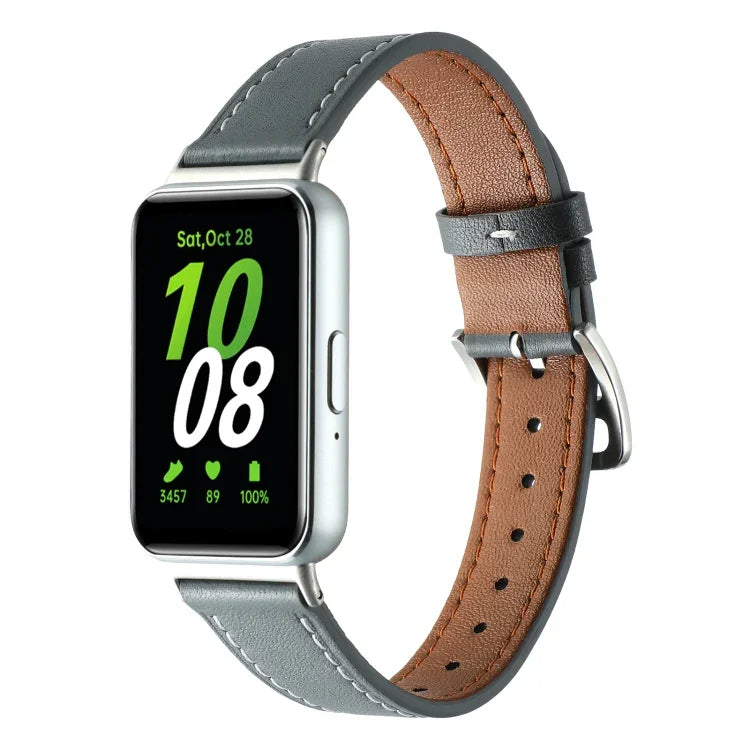 Correia de Relógio em Pele Genuína com Linha de Costura, Para Samsung Galaxy Fit 3
