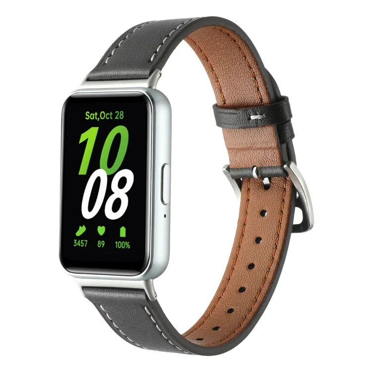Correia de Relógio em Pele Genuína com Linha de Costura, Para Samsung Galaxy Fit 3