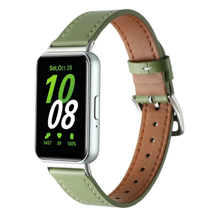 Correia de Relógio em Pele Genuína com Linha de Costura, Para Samsung Galaxy Fit 3