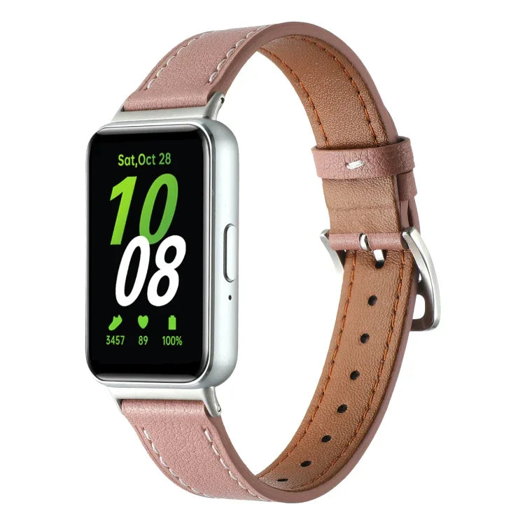 Correia de Relógio em Pele Genuína com Linha de Costura, Para Samsung Galaxy Fit 3