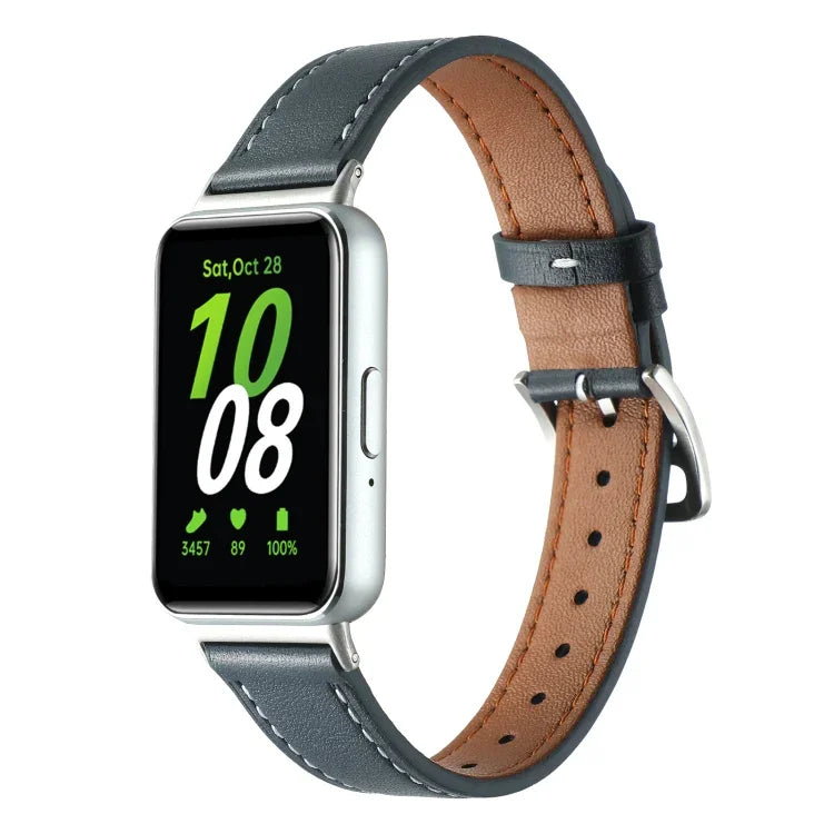Correia de Relógio em Pele Genuína com Linha de Costura, Para Samsung Galaxy Fit 3