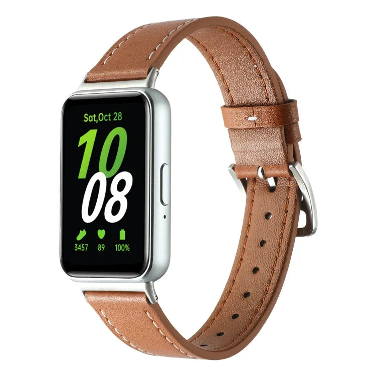 Correia de Relógio em Pele Genuína com Linha de Costura, Para Samsung Galaxy Fit 3