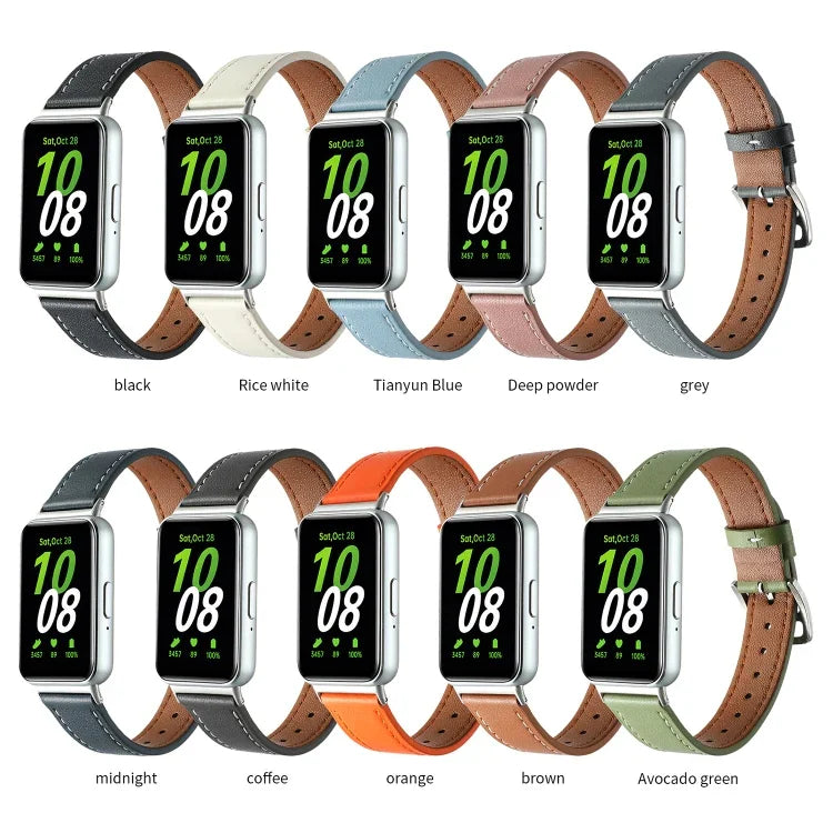 Correia de Relógio em Pele Genuína com Linha de Costura, Para Samsung Galaxy Fit 3