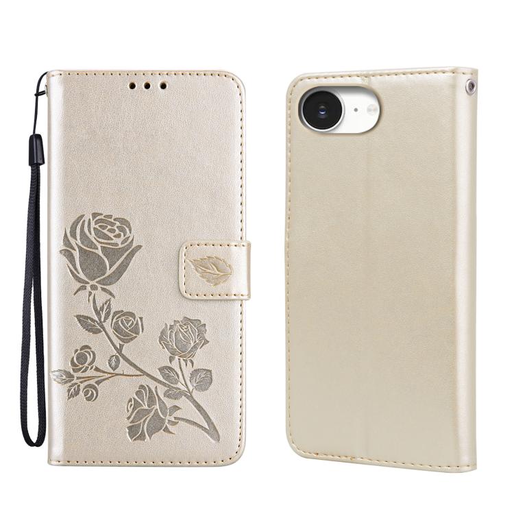 Capa de telemóvel em pele PU com relevo de rosa, para iPhone 17e / 16e, para iPhone 17 Pro Max, para iPhone 17 Pro, para iPhone 17, para iPhone 16 Pro Max, para iPhone 16 Pro, para iPhone 16 Plus, para iPhone 16, para iPhone 15 Pro Max