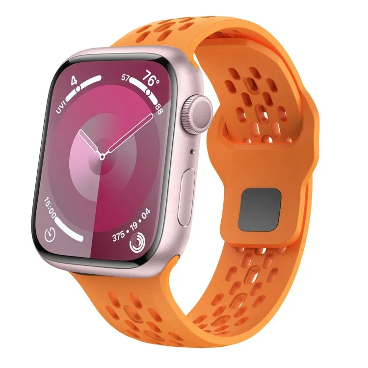 Bracelete de Fluororubber com Orifícios Ovais, Para Apple Watch Série 6 44mm, Para Apple Watch Série 5 44mm, Para Apple Watch Série 4 44mm, Para Apple Watch Série 3 42mm, Para Apple Watch Série 2 42mm, Para Apple Watch 42mm