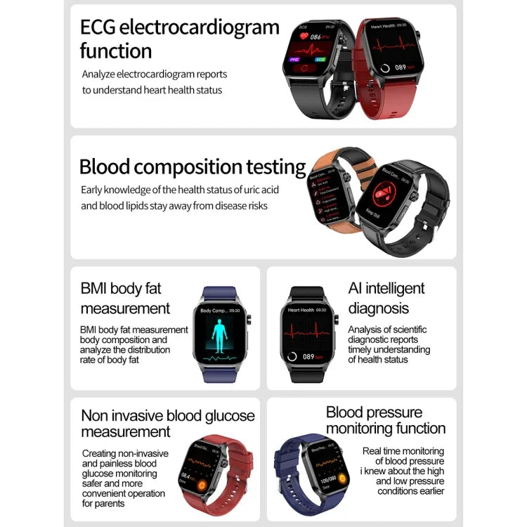 ET580 Relógio Inteligente Desportivo com Ecrã AMOLED 2.04 polegadas, Suporta Chamada Bluetooth / Função ECG
