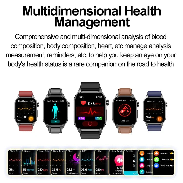 ET580 Relógio Inteligente Desportivo com Ecrã AMOLED 2.04 polegadas, Suporta Chamada Bluetooth / Função ECG