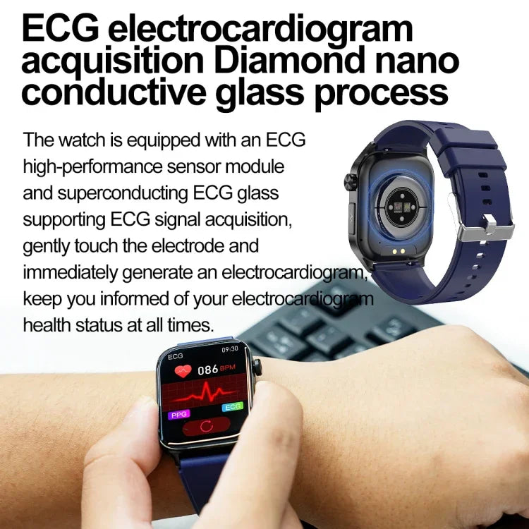 ET580 Relógio Inteligente Desportivo com Ecrã AMOLED 2.04 polegadas, Suporta Chamada Bluetooth / Função ECG