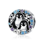 Acessórios para Pulseira com Casa de Pinguim e Contas de Diamante em Prata Esterlina S925