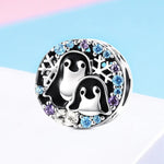 Acessórios para Pulseira com Casa de Pinguim e Contas de Diamante em Prata Esterlina S925