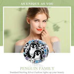 Acessórios para Pulseira com Casa de Pinguim e Contas de Diamante em Prata Esterlina S925