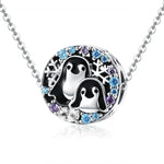 Acessórios para Pulseira com Casa de Pinguim e Contas de Diamante em Prata Esterlina S925