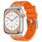 Correia de relógio em silicone líquido com textura de grão de pedra, para Apple Watch SE 2023 44mm, para Apple Watch Ultra 2 49mm, para Apple Watch Series 9 45mm, para Apple Watch Ultra 49mm