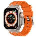 Correia de relógio em silicone líquido com textura de grão de pedra, para Apple Watch SE 2023 44mm, para Apple Watch Ultra 2 49mm, para Apple Watch Series 9 45mm, para Apple Watch Ultra 49mm