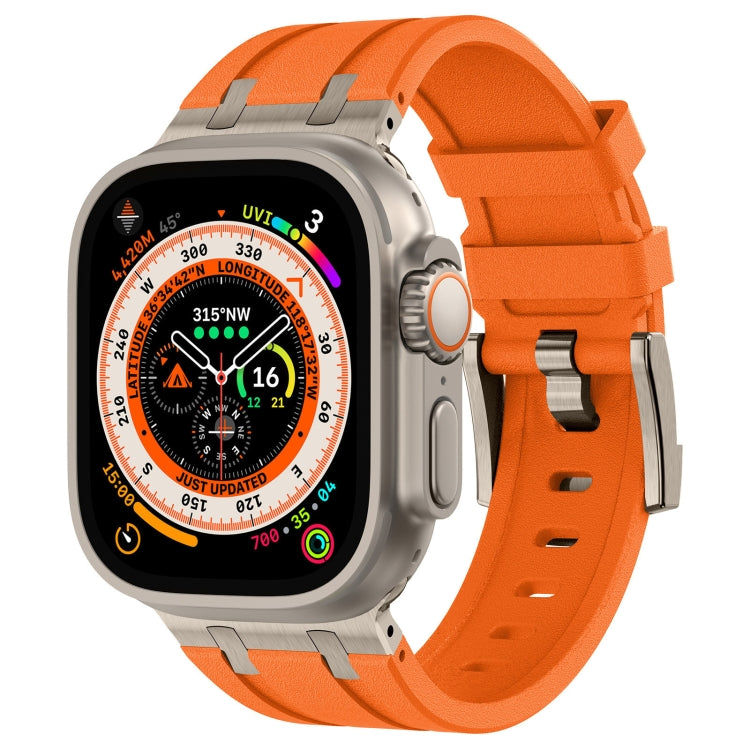 Correia de relógio em silicone líquido com textura de grão de pedra, para Apple Watch SE 2023 44mm, para Apple Watch Ultra 2 49mm, para Apple Watch Series 9 45mm, para Apple Watch Ultra 49mm