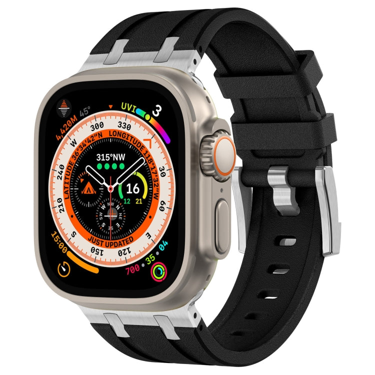 Correia de relógio em silicone líquido com textura de grão de pedra, para Apple Watch SE 2023 44mm, para Apple Watch Ultra 2 49mm, para Apple Watch Series 9 45mm, para Apple Watch Ultra 49mm