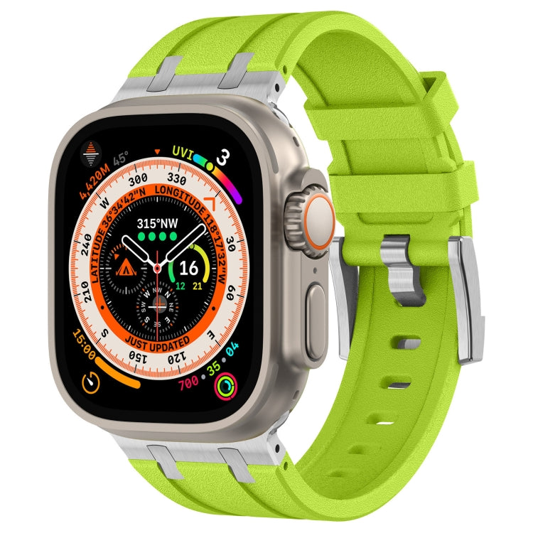 Correia de relógio em silicone líquido com textura de grão de pedra, para Apple Watch SE 2023 44mm, para Apple Watch Ultra 2 49mm, para Apple Watch Series 9 45mm, para Apple Watch Ultra 49mm