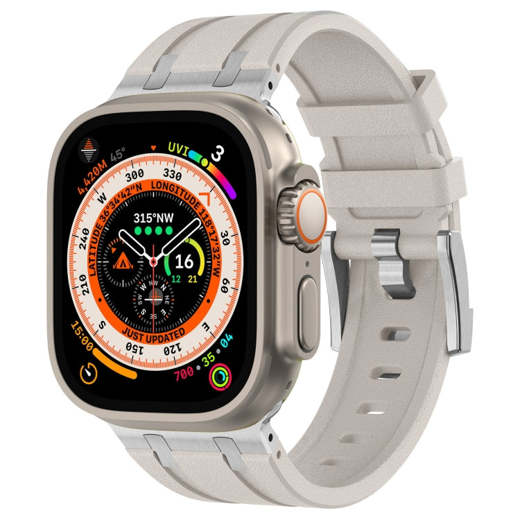 Correia de relógio em silicone líquido com textura de grão de pedra, para Apple Watch SE 2023 44mm, para Apple Watch Ultra 2 49mm, para Apple Watch Series 9 45mm, para Apple Watch Ultra 49mm