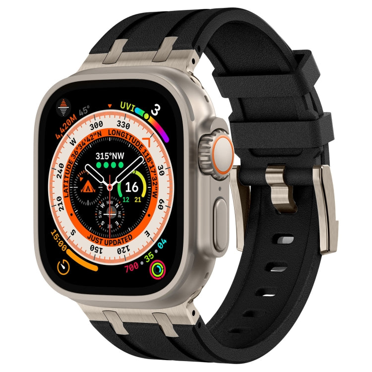 Correia de relógio em silicone líquido com textura de grão de pedra, para Apple Watch SE 2023 44mm, para Apple Watch Ultra 2 49mm, para Apple Watch Series 9 45mm, para Apple Watch Ultra 49mm