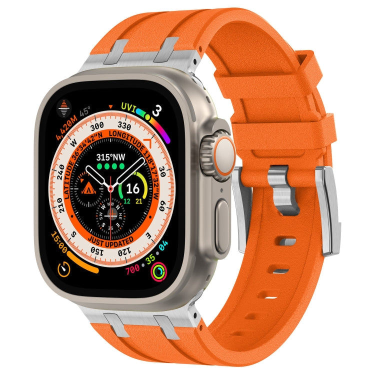 Correia de relógio em silicone líquido com textura de grão de pedra, para Apple Watch SE 2023 44mm, para Apple Watch Ultra 2 49mm, para Apple Watch Series 9 45mm, para Apple Watch Ultra 49mm