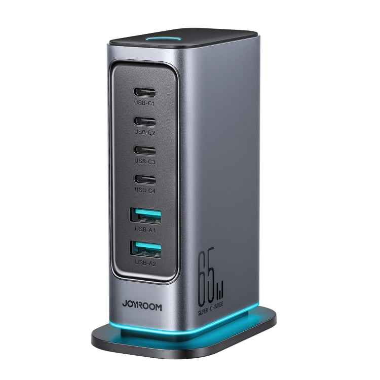 Carregador Multiporta JOYROOM JR-TCM02 6 em 1 65W GaN 4 USB-C & 2 USB-A, Ficha UE, Ficha UK