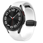 Magnetic Black Buckle Leather Silicone Watch Band, For Samsung Galaxy Watch 6