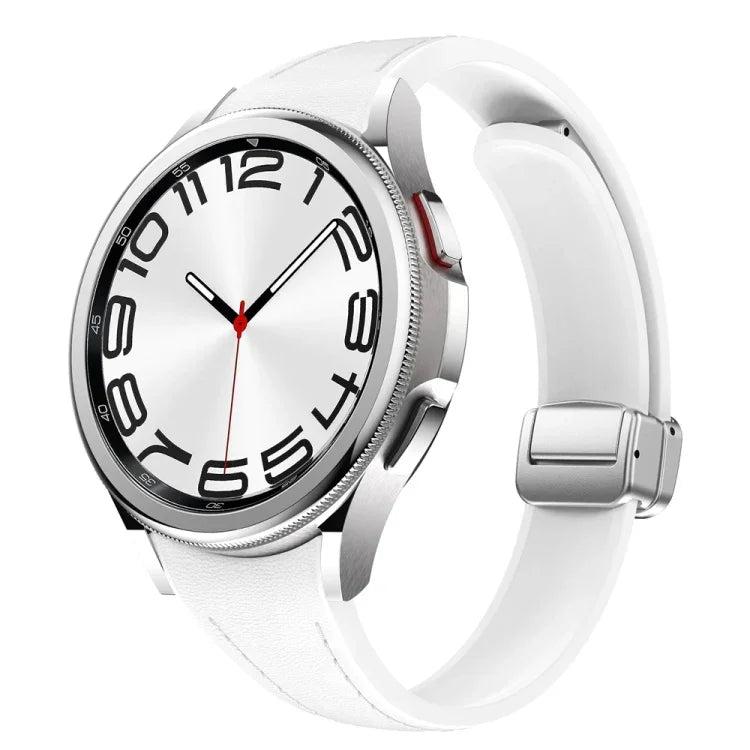 Correia de Relógio em Silicone com Fivela Magnética Prateada Slim, Para Samsung Galaxy Watch 6