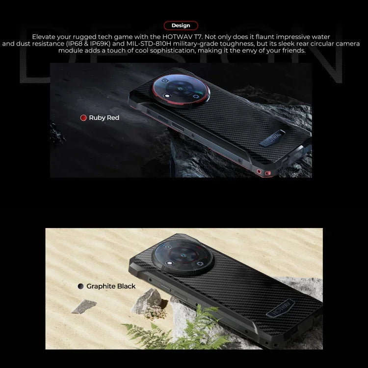 HOTWAV T7 Telefone Rugged, 6280mAh, 6,52 polegadas Android 13 MT8788 Octa Core, Rede: 4G, OTG, 4GB+128GB