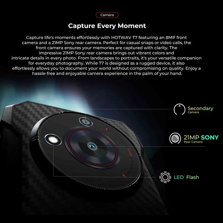HOTWAV T7 Telefone Rugged, 6280mAh, 6,52 polegadas Android 13 MT8788 Octa Core, Rede: 4G, OTG, 4GB+128GB