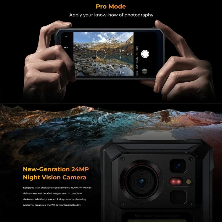 HOTWAV W11 Telefone Rugged, Visão Noturna, 20800mAh, 6,6 polegadas Android 13 MT8788 Octa Core, Rede: 4G, OTG, Gravação de chamadas, 6GB+256GB