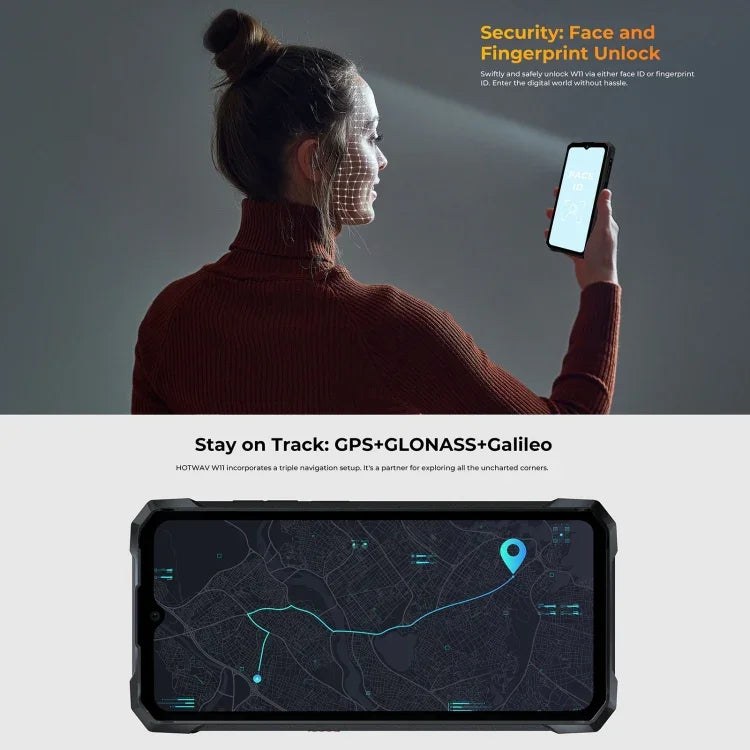 HOTWAV W11 Telefone Rugged, Visão Noturna, 20800mAh, 6,6 polegadas Android 13 MT8788 Octa Core, Rede: 4G, OTG, Gravação de chamadas, 6GB+256GB