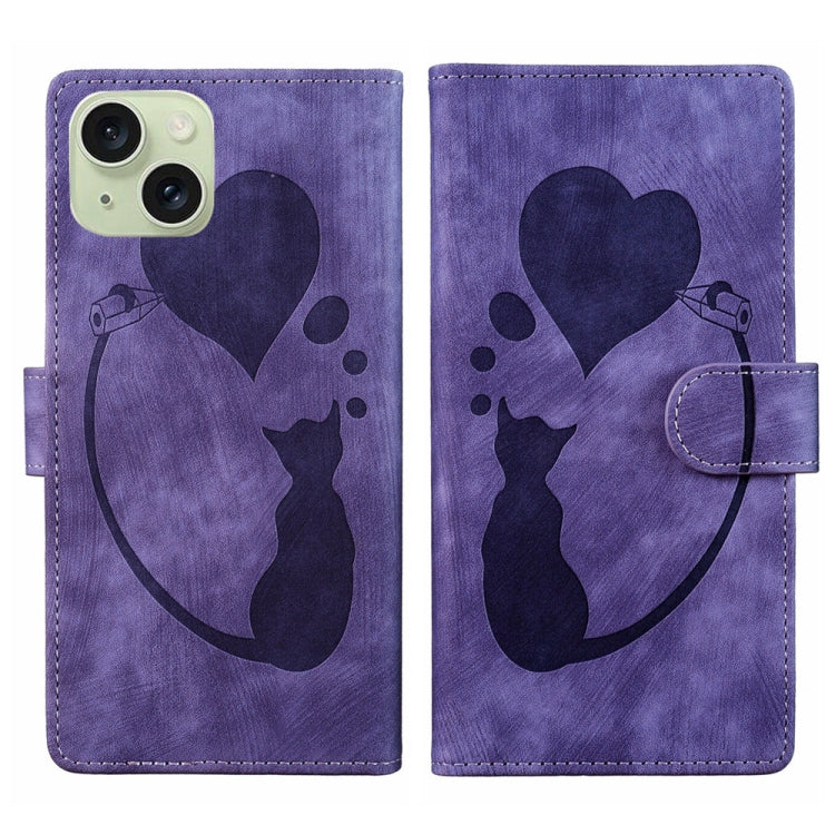 Capa de telemóvel em pele com relevo de caneta, coração e gato, para iPhone 17 Pro Max, para iPhone 17 Pro, para iPhone 17, para iPhone Air, para iPhone 15 Pro Max, para iPhone 15 Pro, para iPhone 15 Plus, para iPhone 15
