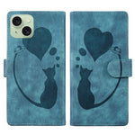 Capa de telemóvel em pele com relevo de caneta, coração e gato, para iPhone 17 Pro Max, para iPhone 17 Pro, para iPhone 17, para iPhone Air, para iPhone 15 Pro Max, para iPhone 15 Pro, para iPhone 15 Plus, para iPhone 15