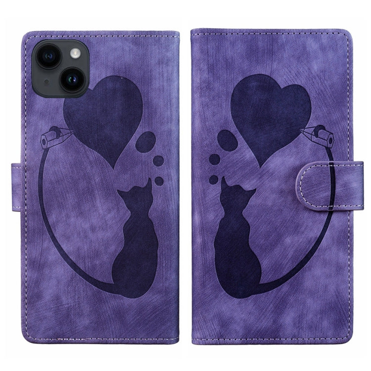 Capa de telemóvel em pele com relevo de caneta, coração e gato, para iPhone 14 Plus, para iPhone 14, para iPhone 14 Pro, para iPhone 14 Pro Max, para iPhone 7 / 8 / SE 2022, para iPhone 13 Pro Max, para iPhone 13 Pro, para iPhone 13