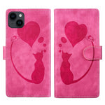 Capa de telemóvel em pele com relevo de caneta, coração e gato, para iPhone 14 Plus, para iPhone 14, para iPhone 14 Pro, para iPhone 14 Pro Max, para iPhone 7 / 8 / SE 2022, para iPhone 13 Pro Max, para iPhone 13 Pro, para iPhone 13