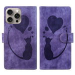 Capa de telemóvel em pele com relevo de caneta, coração e gato, para iPhone 14 Plus, para iPhone 14, para iPhone 14 Pro, para iPhone 14 Pro Max, para iPhone 7 / 8 / SE 2022, para iPhone 13 Pro Max, para iPhone 13 Pro, para iPhone 13