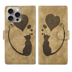 Capa de telemóvel em pele com relevo de caneta, coração e gato, para iPhone 14 Plus, para iPhone 14, para iPhone 14 Pro, para iPhone 14 Pro Max, para iPhone 7 / 8 / SE 2022, para iPhone 13 Pro Max, para iPhone 13 Pro, para iPhone 13