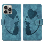Capa de telemóvel em pele com relevo de caneta, coração e gato, para iPhone 14 Plus, para iPhone 14, para iPhone 14 Pro, para iPhone 14 Pro Max, para iPhone 7 / 8 / SE 2022, para iPhone 13 Pro Max, para iPhone 13 Pro, para iPhone 13
