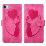Capa de telemóvel em pele com relevo de caneta, coração e gato, para iPhone 14 Plus, para iPhone 14, para iPhone 14 Pro, para iPhone 14 Pro Max, para iPhone 7 / 8 / SE 2022, para iPhone 13 Pro Max, para iPhone 13 Pro, para iPhone 13