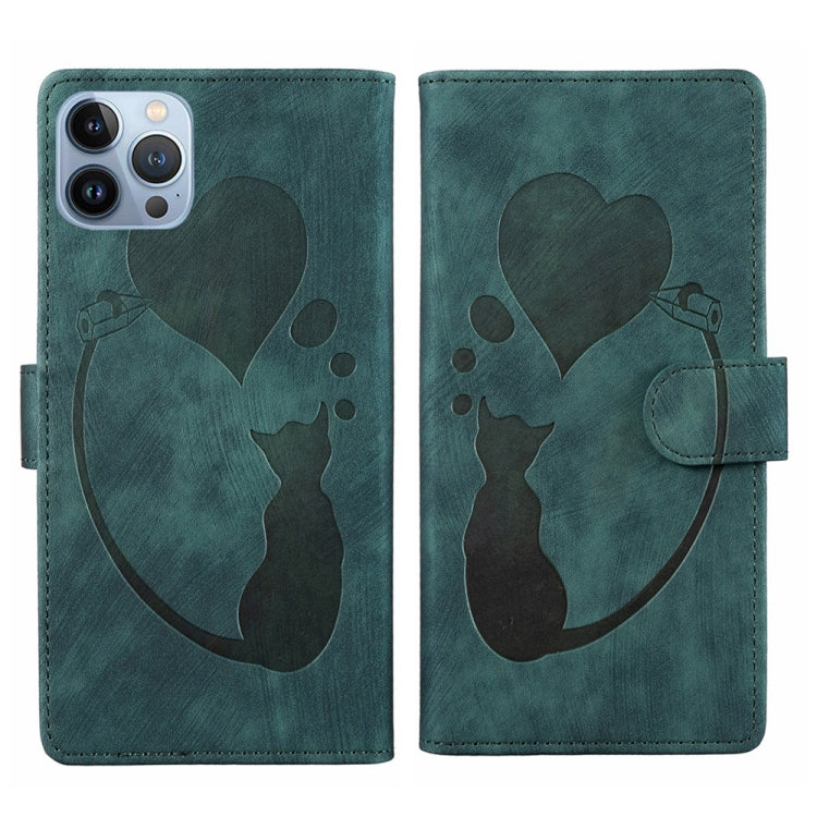 Capa de telemóvel em pele com relevo de caneta, coração e gato, para iPhone 14 Plus, para iPhone 14, para iPhone 14 Pro, para iPhone 14 Pro Max, para iPhone 7 / 8 / SE 2022, para iPhone 13 Pro Max, para iPhone 13 Pro, para iPhone 13